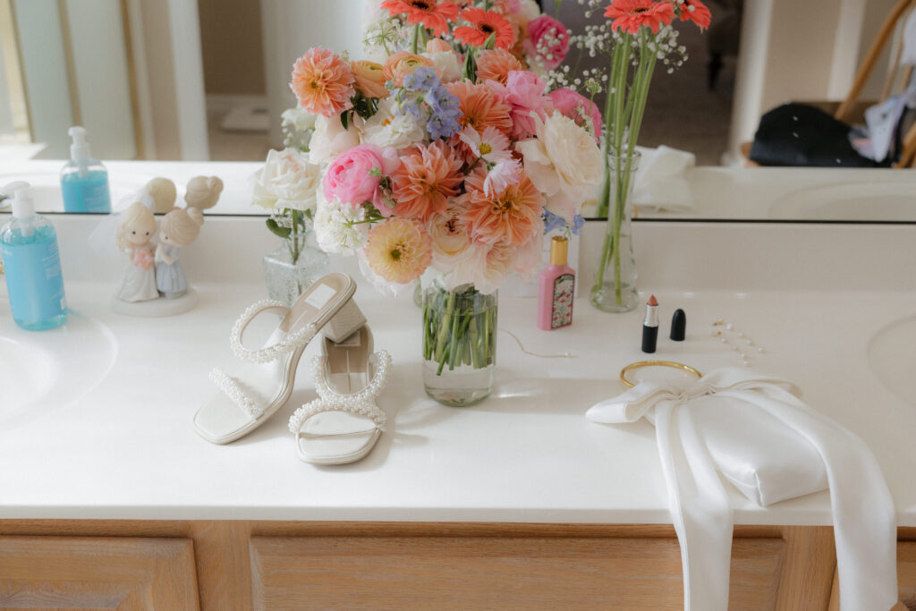 Sophisticated wedding detail flatlays, shot by a luxury Phoenix wedding photographer specializing in Catholic weddings