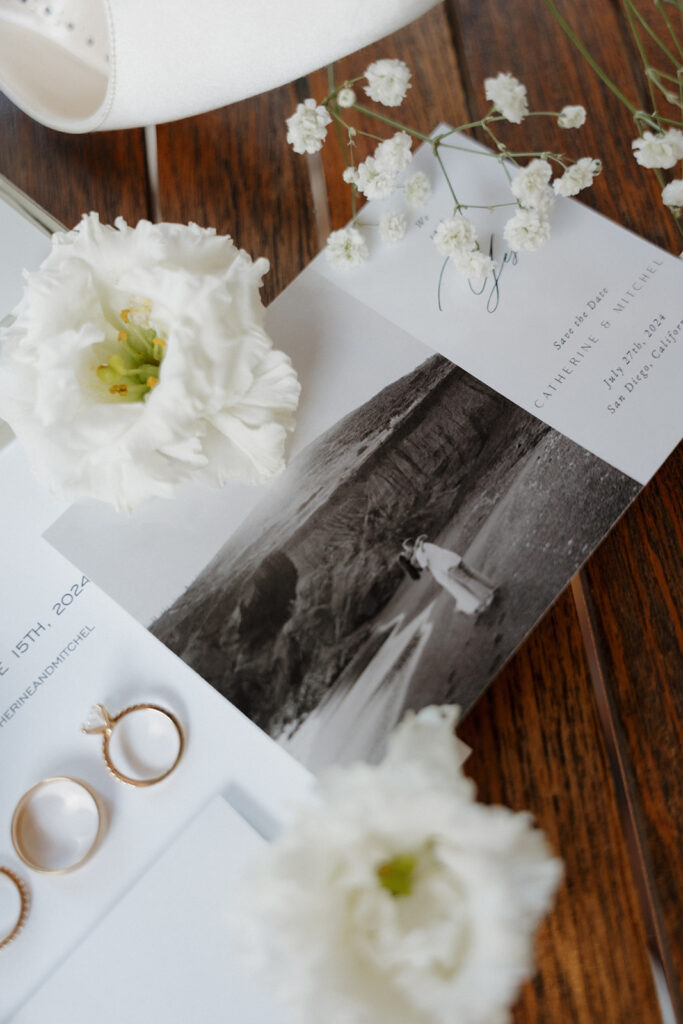 Editorial luxury wedding flatlay created by a Catholic photographer in Phoenix, Arizona