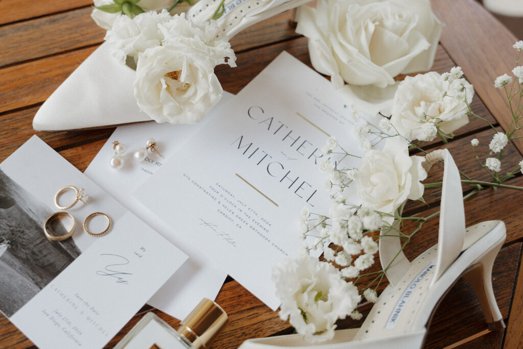 Delicate luxury wedding details styled and captured by a Phoenix Catholic photographer.