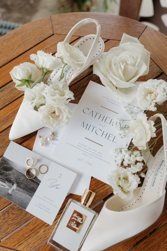 Delicate luxury wedding details styled and captured by a Phoenix Catholic photographer.