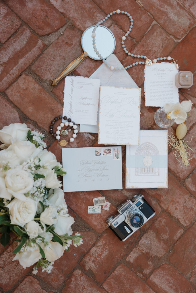 Arizona-inspired luxury wedding details photographed by a Catholic wedding photographer