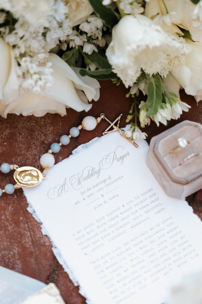 Arizona-inspired luxury wedding details photographed by a Catholic wedding photographer