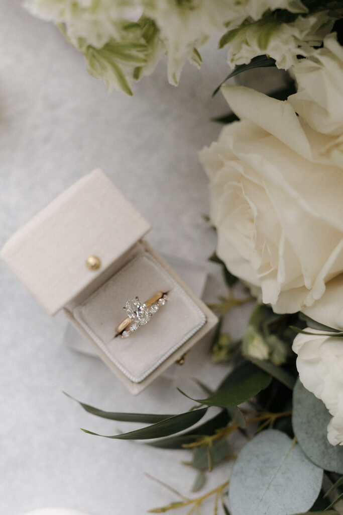 Timeless luxury wedding flatlay by a Phoenix-based Catholic wedding photographer