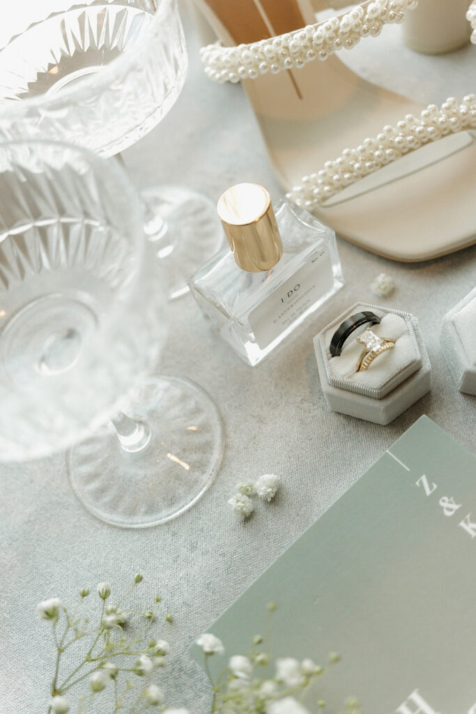 Luxury Arizona wedding flatlay styled with elegance by a Phoenix luxury photographer.